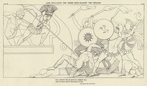 أياكس يدافع عن السفن اليونانية ضد أحصنة طروادة بواسطة جون فلاكسمان